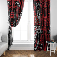 New Zealand Maori Taniko Window Curtain Red Kowhaiwhai Puhoro