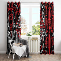 New Zealand Maori Taniko Window Curtain Red Kowhaiwhai Puhoro