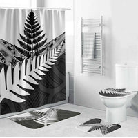 New Zealand Silver Fern Bathroom Set Maori Koru Mixed Taniko Pattern LT9 Bathroom Set (4 pcs) White - Polynesian Pride