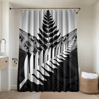 New Zealand Silver Fern Bathroom Set Maori Koru Mixed Taniko Pattern LT9 Shower Curtain Only White - Polynesian Pride