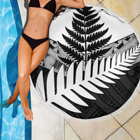 New Zealand Silver Fern Beach Blanket Maori Koru Mixed Taniko Pattern