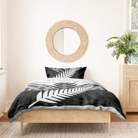 New Zealand Silver Fern Bedding Set Maori Koru Mixed Taniko Pattern