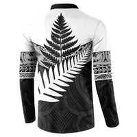 New Zealand Silver Fern Button Sweatshirt Maori Koru Mixed Taniko Pattern
