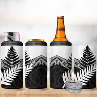 New Zealand Silver Fern 4 in 1 Can Cooler Tumbler Maori Koru Mixed Taniko Pattern