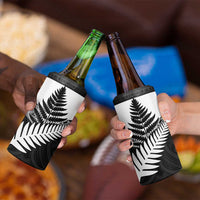 New Zealand Silver Fern 4 in 1 Can Cooler Tumbler Maori Koru Mixed Taniko Pattern