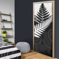 New Zealand Silver Fern Door Cover Maori Koru Mixed Taniko Pattern - Polynesian Pride