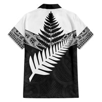 New Zealand Silver Fern Family Matching Off The Shoulder Long Sleeve Dress and Hawaiian Shirt Maori Koru Mixed Taniko Pattern