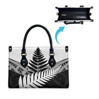 New Zealand Silver Fern Leather Bag Maori Koru Mixed Taniko Pattern LT9 - Polynesian Pride