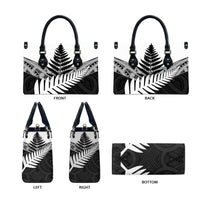 New Zealand Silver Fern Leather Bag Maori Koru Mixed Taniko Pattern LT9 - Polynesian Pride