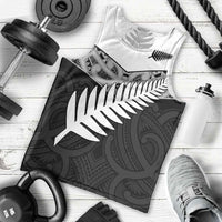 New Zealand Silver Fern Men Tank Top Maori Koru Mixed Taniko Pattern