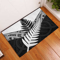 New Zealand Silver Fern Rubber Doormat Maori Koru Mixed Taniko Pattern