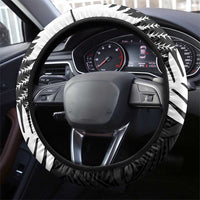 New Zealand Silver Fern Steering Wheel Cover Maori Koru Mixed Taniko Pattern