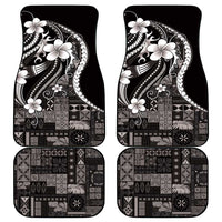 Samoa Siapo Tribal Pattern Car Mats Black Polynesian Plumeria Tapa Motif