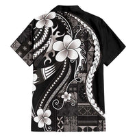 Samoa Siapo Tribal Pattern Hawaiian Shirt Black Polynesian Plumeria Tapa Motif LT9 - Polynesian Pride