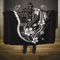 Samoa Siapo Tribal Pattern Hooded Blanket Black Polynesian Plumeria Tapa Motif