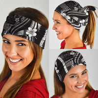 Samoa Siapo Tribal Pattern Neck Gaiter Black Polynesian Plumeria Tapa Motif