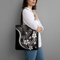 Samoa Siapo Tribal Pattern Tote Bag Black Polynesian Plumeria Tapa Motif LT9 - Polynesian Pride