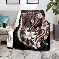 Samoa Siapo Tribal Pattern Blanket Brown Polynesian Plumeria Tapa Motif