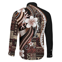 Samoa Siapo Tribal Pattern Family Matching Mermaid Dress and Hawaiian Shirt Brown Polynesian Plumeria Tapa Motif