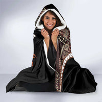 Samoa Siapo Tribal Pattern Hooded Blanket Brown Polynesian Plumeria Tapa Motif