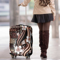 Samoa Siapo Tribal Pattern Luggage Cover Brown Polynesian Plumeria Tapa Motif LT9 - Polynesian Pride