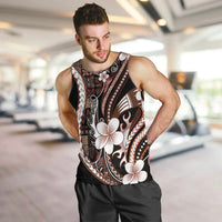Samoa Siapo Tribal Pattern Men Tank Top Brown Polynesian Plumeria Tapa Motif LT9 Brown - Polynesian Pride