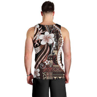 Samoa Siapo Tribal Pattern Men Tank Top Brown Polynesian Plumeria Tapa Motif LT9 - Polynesian Pride