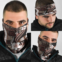 Samoa Siapo Tribal Pattern Neck Gaiter Brown Polynesian Plumeria Tapa Motif