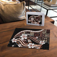 Samoa Siapo Tribal Pattern Puzzle Brown Polynesian Plumeria Tapa Motif