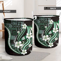 Samoa Siapo Tribal Pattern Laundry Basket Forest Green Polynesian Plumeria Tapa Motif LT9 - Polynesian Pride