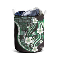 Samoa Siapo Tribal Pattern Laundry Basket Forest Green Polynesian Plumeria Tapa Motif LT9 - Polynesian Pride
