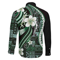Samoa Siapo Tribal Pattern Family Matching Mermaid Dress and Hawaiian Shirt Forest Green Polynesian Plumeria Tapa Motif
