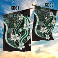 Samoa Siapo Tribal Pattern Garden Flag Forest Green Polynesian Plumeria Tapa Motif