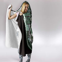 Samoa Siapo Tribal Pattern Hooded Blanket Forest Green Polynesian Plumeria Tapa Motif