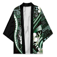 Samoa Siapo Tribal Pattern Kimono Forest Green Polynesian Plumeria Tapa Motif LT9 Unisex Green - Polynesian Pride
