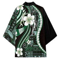 Samoa Siapo Tribal Pattern Kimono Forest Green Polynesian Plumeria Tapa Motif LT9 - Polynesian Pride