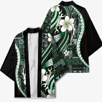 Samoa Siapo Tribal Pattern Kimono Forest Green Polynesian Plumeria Tapa Motif LT9 - Polynesian Pride