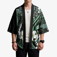 Samoa Siapo Tribal Pattern Kimono Forest Green Polynesian Plumeria Tapa Motif LT9 - Polynesian Pride