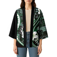 Samoa Siapo Tribal Pattern Kimono Forest Green Polynesian Plumeria Tapa Motif LT9 - Polynesian Pride