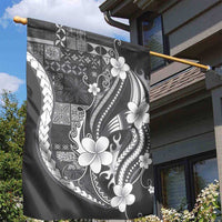 Samoa Siapo Tribal Pattern Garden Flag Light Gray Polynesian Plumeria Tapa Motif