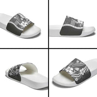 Samoa Siapo Tribal Pattern Slide Sandals Light Gray Polynesian Plumeria Tapa Motif