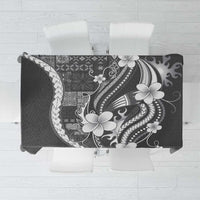 Samoa Siapo Tribal Pattern Tablecloth Light Gray Polynesian Plumeria Tapa Motif