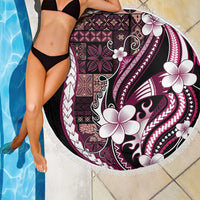 Samoa Siapo Tribal Pattern Beach Blanket Violet Polynesian Plumeria Tapa Motif