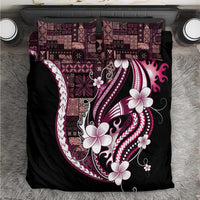 Samoa Siapo Tribal Pattern Bedding Set Violet Polynesian Plumeria Tapa Motif