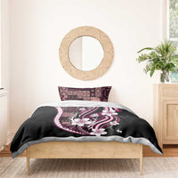 Samoa Siapo Tribal Pattern Bedding Set Violet Polynesian Plumeria Tapa Motif