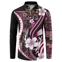 Samoa Siapo Tribal Pattern Button Sweatshirt Violet Polynesian Plumeria Tapa Motif