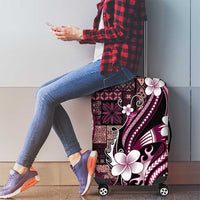 Samoa Siapo Tribal Pattern Luggage Cover Violet Polynesian Plumeria Tapa Motif