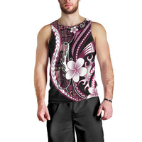 Samoa Siapo Tribal Pattern Men Tank Top Violet Polynesian Plumeria Tapa Motif