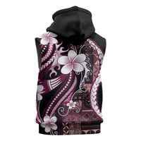 Samoa Siapo Tribal Pattern Sleeveless Hoodie Violet Polynesian Plumeria Tapa Motif LT9 - Polynesian Pride