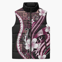 Samoa Siapo Tribal Pattern Sleeveless Puffer Jacket Violet Polynesian Plumeria Tapa Motif LT9 Unisex Violet - Polynesian Pride